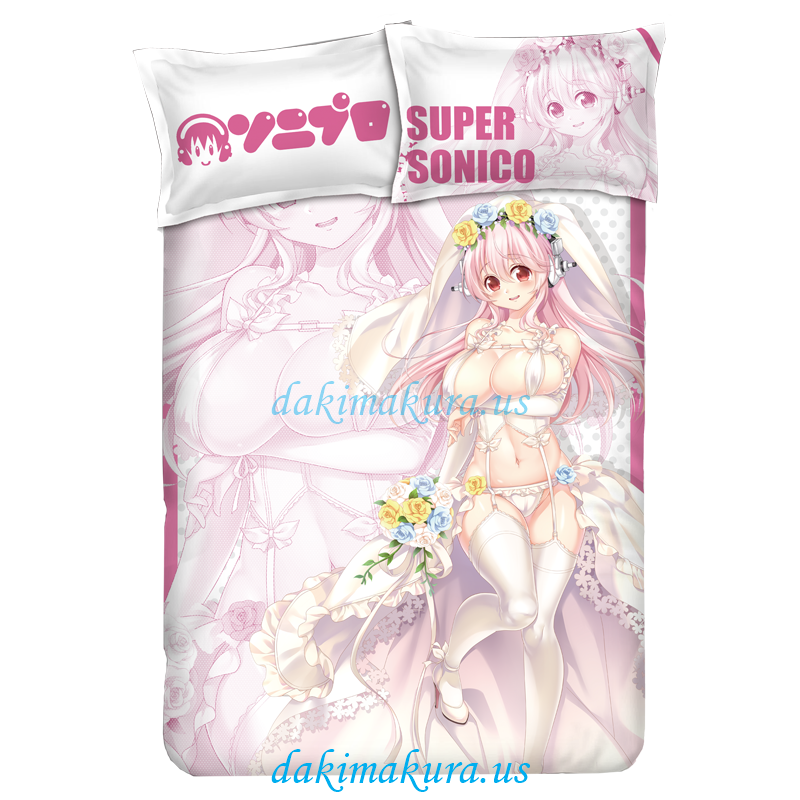 Super Sonico Anime 4 Pieces Bedding Sets,Bed Sheet Duvet Cover with Pillow Covers Super Sonico Anime 4 Pieces Bedding Sets,Bed Sheet Duvet Cover with Pillow Covers
